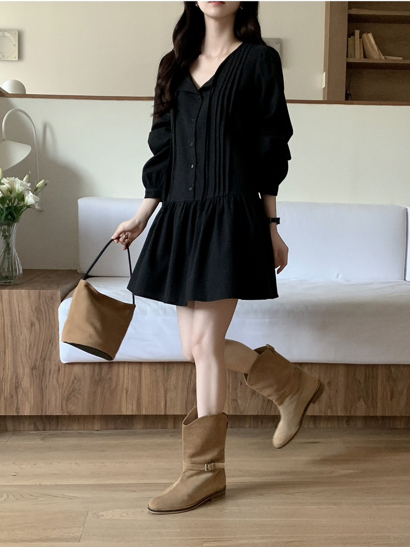 FRILL-T/DADA東大門實拍女士新品休閑時尚真品連衣裙褶裥FRILL-T/DADA連衣裙