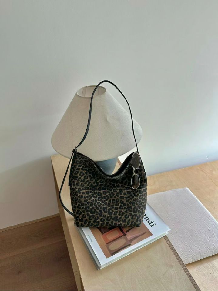 TROUVAILLE東大門代購女裝新品熱賣休閑單肩斜跨包牛皮豹紋TROUVAILLE單肩/斜跨包