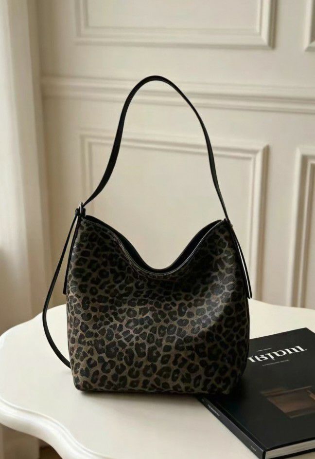 TROUVAILLE東大門代購女裝新品熱賣休閑單肩斜跨包牛皮豹紋TROUVAILLE單肩/斜跨包
