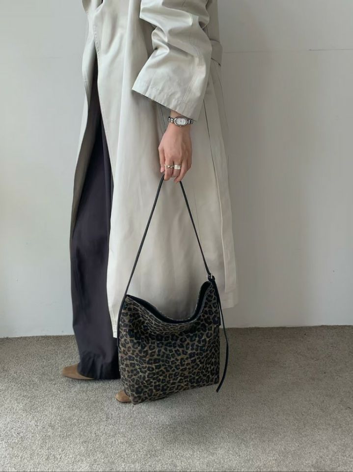 TROUVAILLE東大門代購女裝新品熱賣休閑單肩斜跨包牛皮豹紋TROUVAILLE單肩/斜跨包