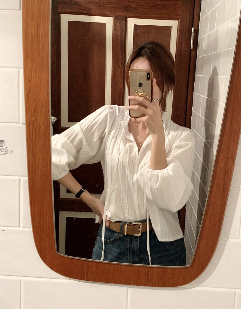 FRILL-T/DADA東大門代購女士新品時尚襯衫蕾絲衫荷葉邊褶裥FRILL-T/DADA襯衫/蕾絲衫