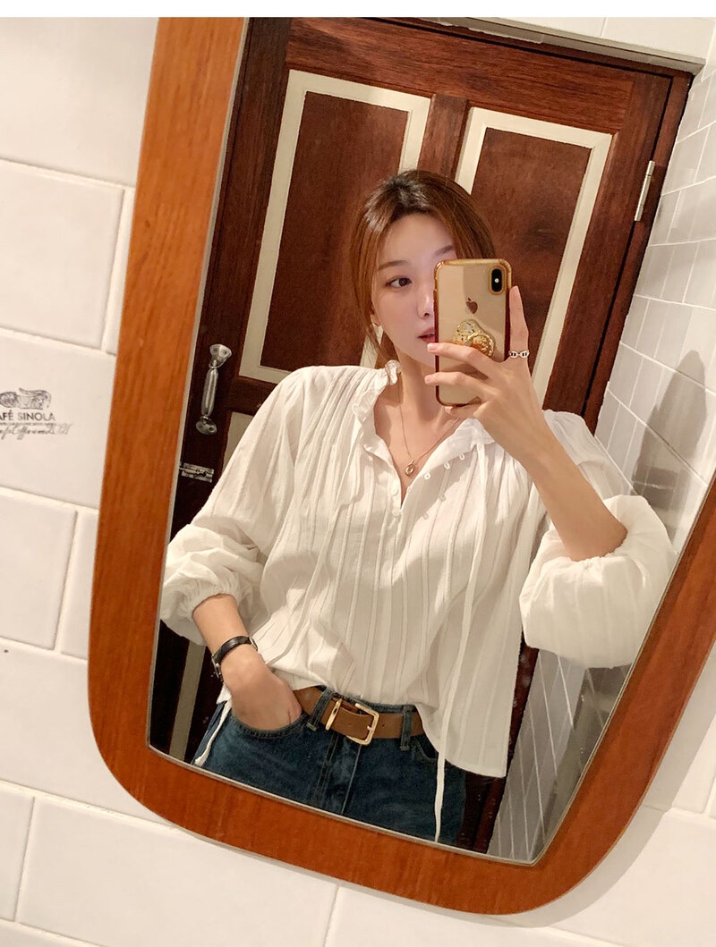 FRILL-T/DADA東大門代購女士新品時尚襯衫蕾絲衫荷葉邊褶裥FRILL-T/DADA襯衫/蕾絲衫