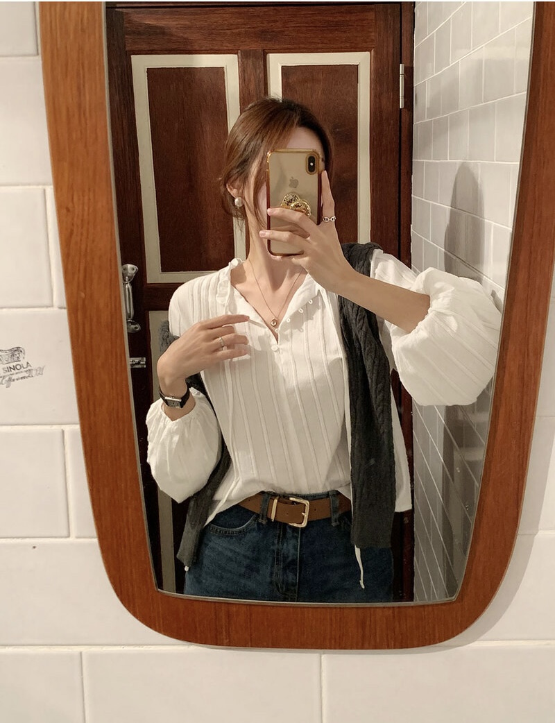 FRILL-T/DADA東大門代購女士新品時尚襯衫蕾絲衫荷葉邊褶裥FRILL-T/DADA襯衫/蕾絲衫