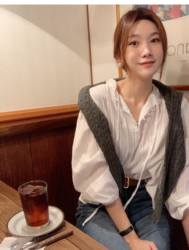 FRILL-T/DADA東大門代購女士新品時尚襯衫蕾絲衫荷葉邊褶裥FRILL-T/DADA襯衫/蕾絲衫