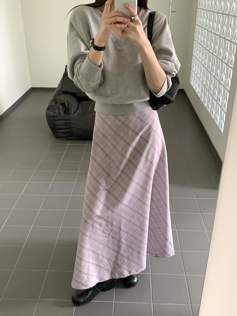 FRILL-T/DADA韓國代購女士新品人氣休閑時尚熱賣長裙格子FRILL-T/DADA長裙
