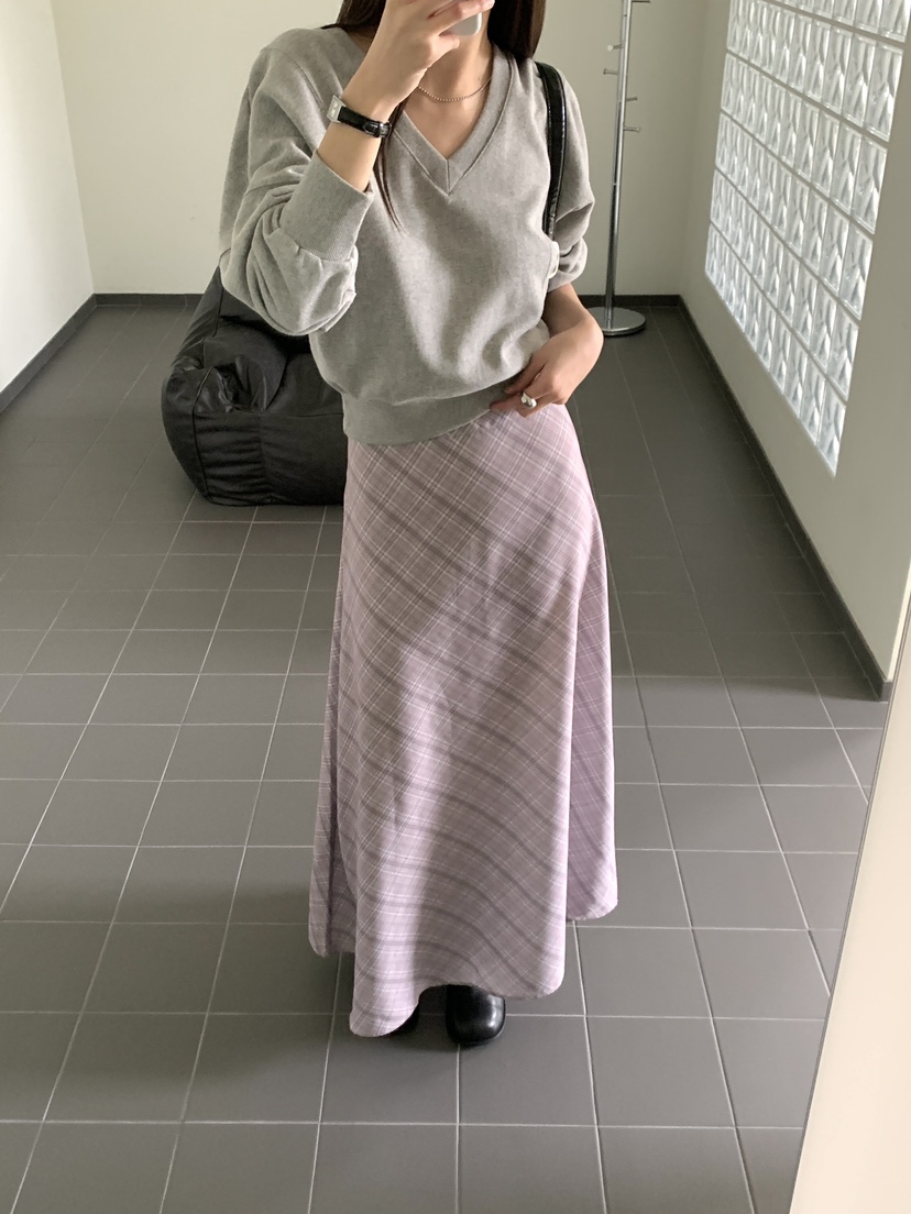 FRILL-T/DADA韓國代購女士新品人氣休閑時尚熱賣長裙格子FRILL-T/DADA長裙