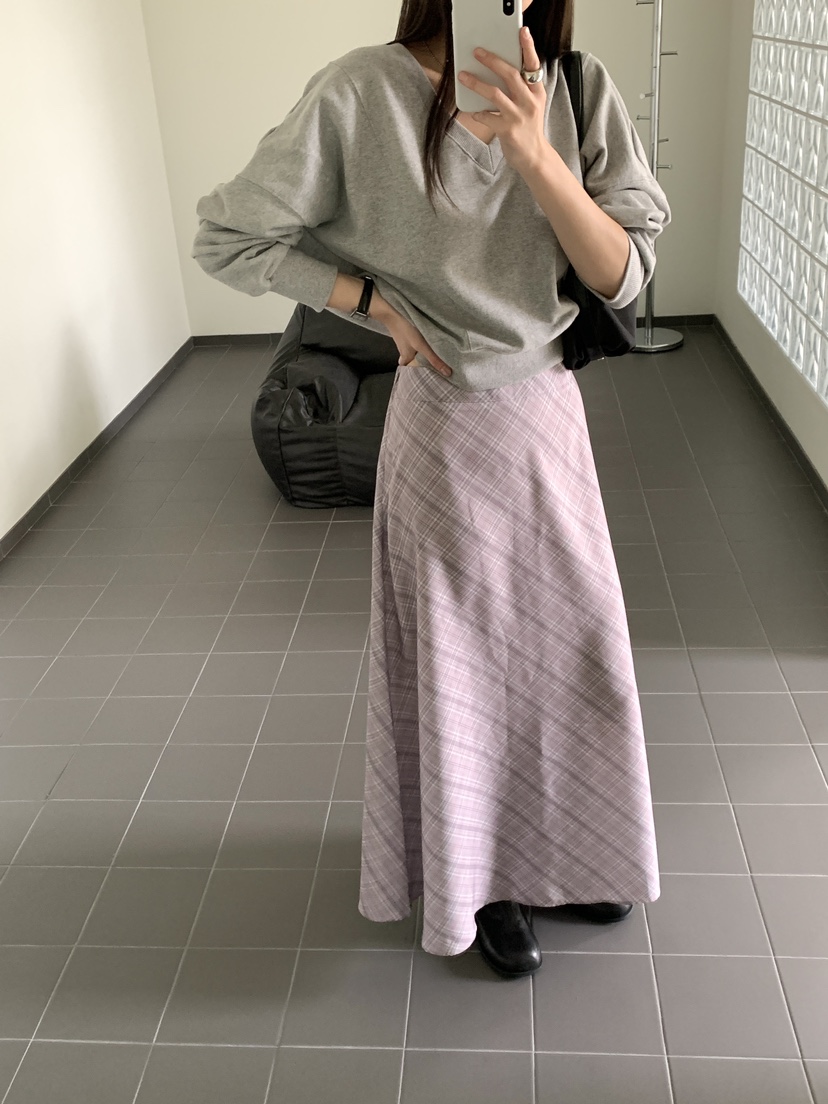 FRILL-T/DADA韓國代購女士新品人氣休閑時尚熱賣長裙格子FRILL-T/DADA長裙
