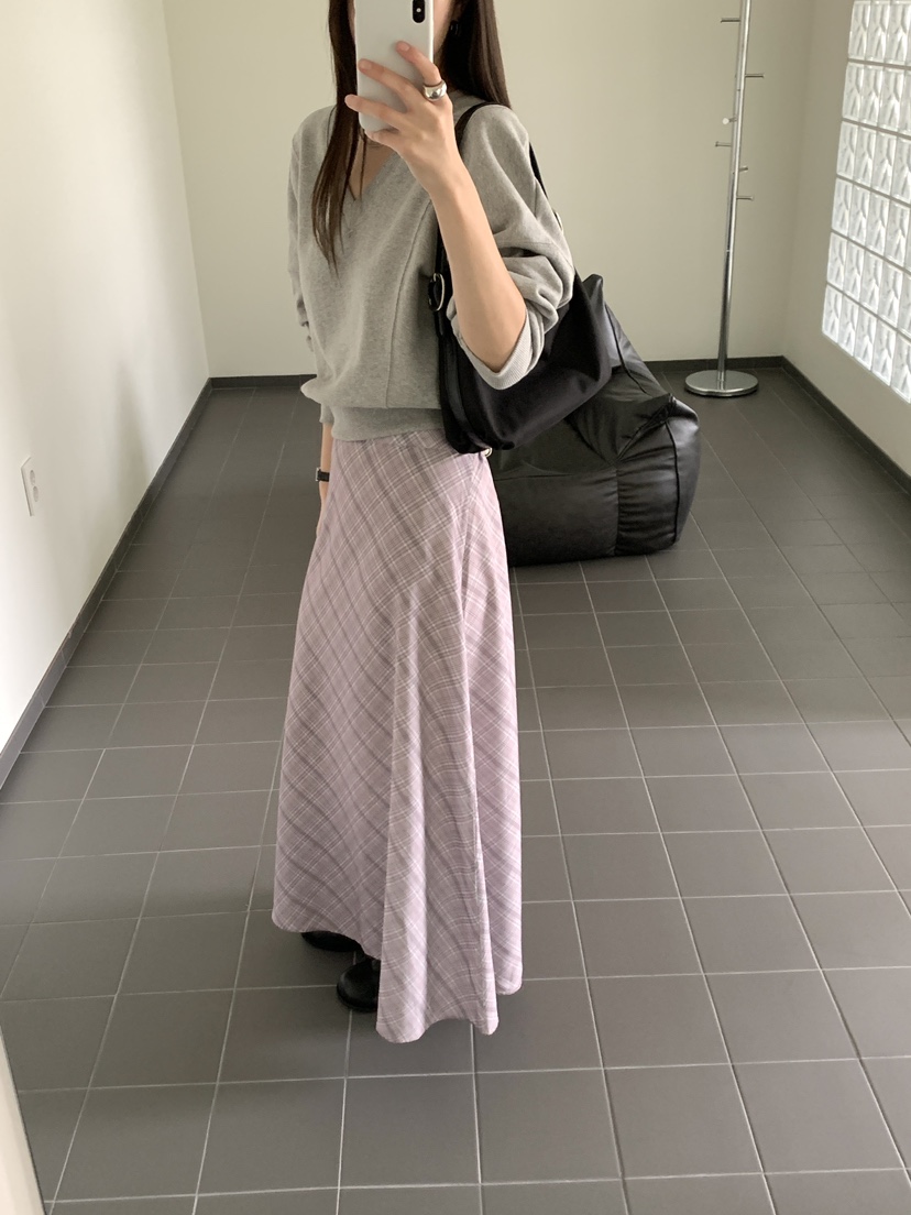 FRILL-T/DADA韓國代購女士新品人氣休閑時尚熱賣長裙格子FRILL-T/DADA長裙