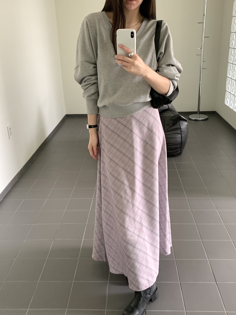 FRILL-T/DADA韓國代購女士新品人氣休閑時尚熱賣長裙格子FRILL-T/DADA長裙