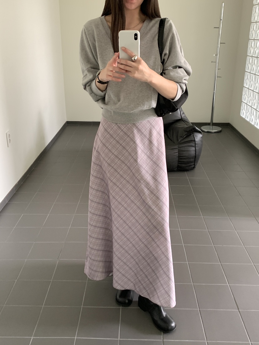 FRILL-T/DADA韓國代購女士新品人氣休閑時尚熱賣長裙格子FRILL-T/DADA長裙