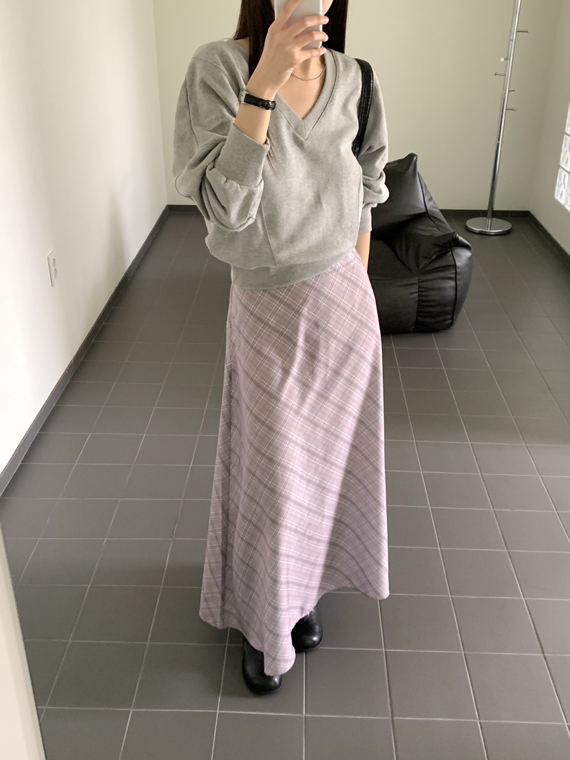 FRILL-T/DADA韓國代購女士新品人氣休閑時尚熱賣長裙格子FRILL-T/DADA長裙