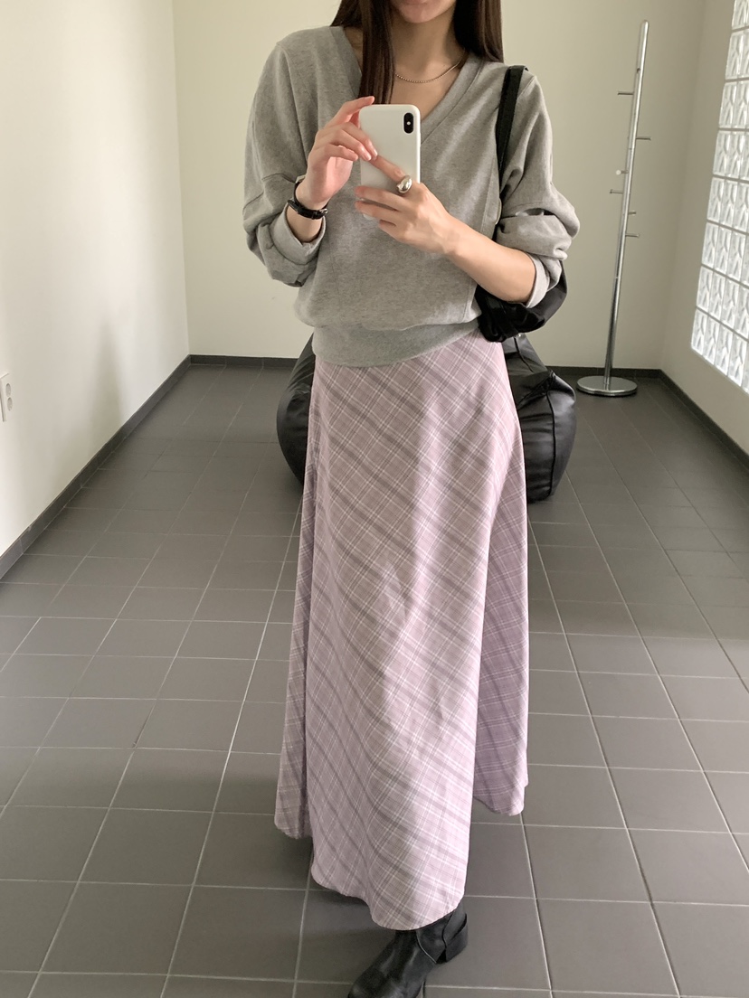 FRILL-T/DADA韓國代購女士新品人氣休閑時尚熱賣長裙格子FRILL-T/DADA長裙