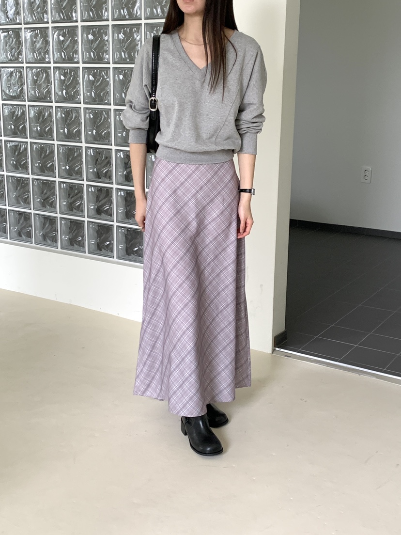 FRILL-T/DADA韓國代購女士新品人氣休閑時尚熱賣長裙格子FRILL-T/DADA長裙