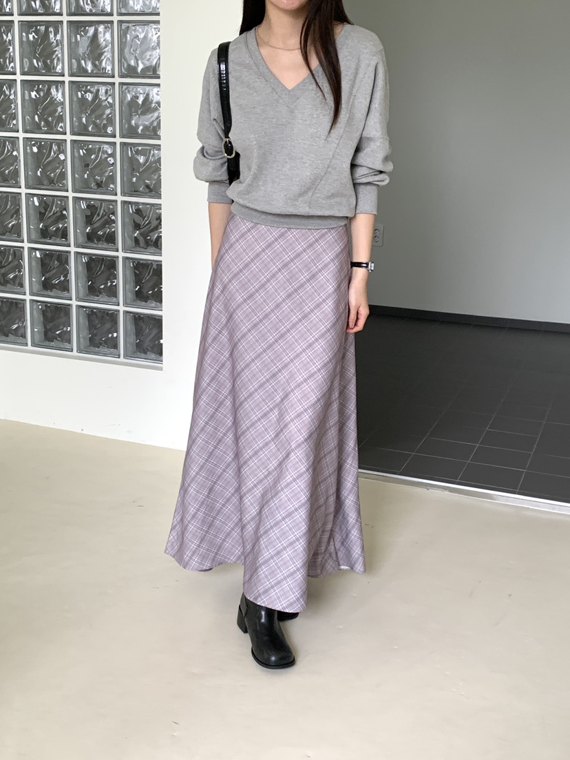 FRILL-T/DADA韓國代購女士新品人氣休閑時尚熱賣長裙格子FRILL-T/DADA長裙
