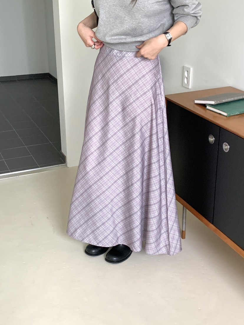 FRILL-T/DADA韓國代購女士新品人氣休閑時尚熱賣長裙格子FRILL-T/DADA長裙