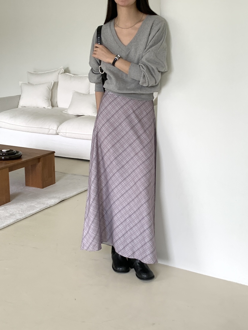FRILL-T/DADA韓國代購女士新品人氣休閑時尚熱賣長裙格子FRILL-T/DADA長裙