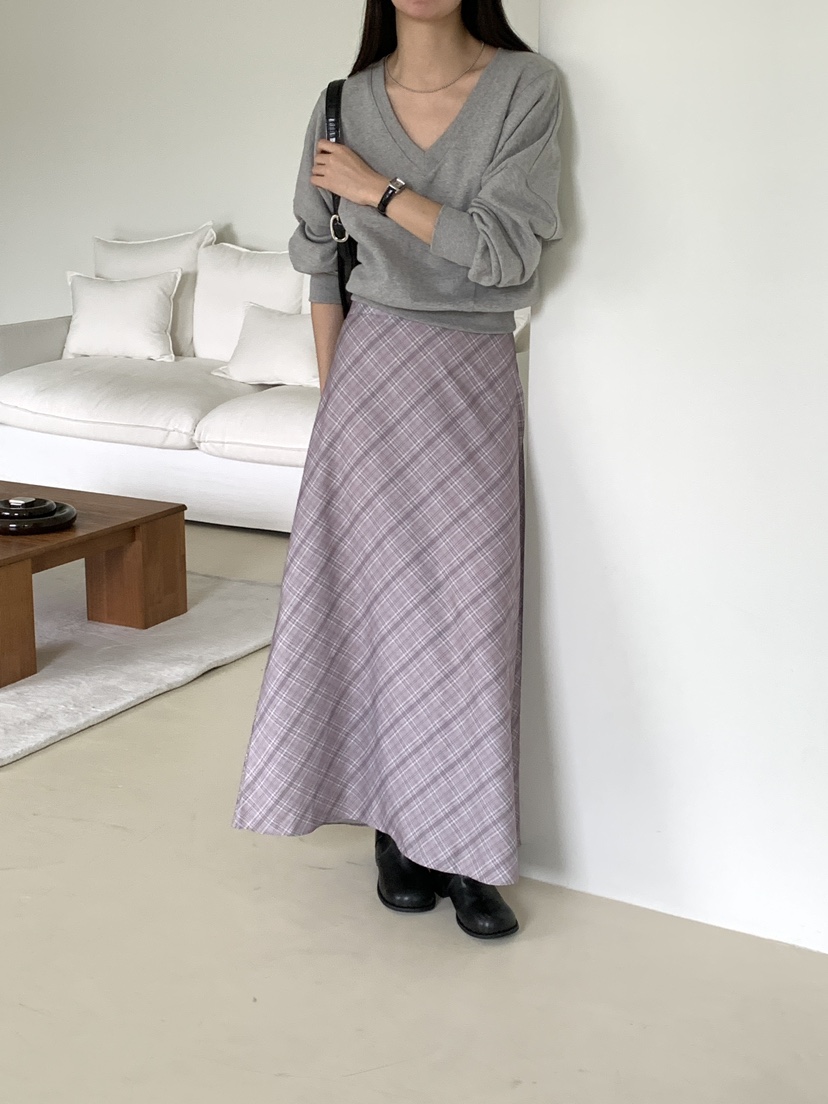 FRILL-T/DADA韓國代購女士新品人氣休閑時尚熱賣長裙格子FRILL-T/DADA長裙