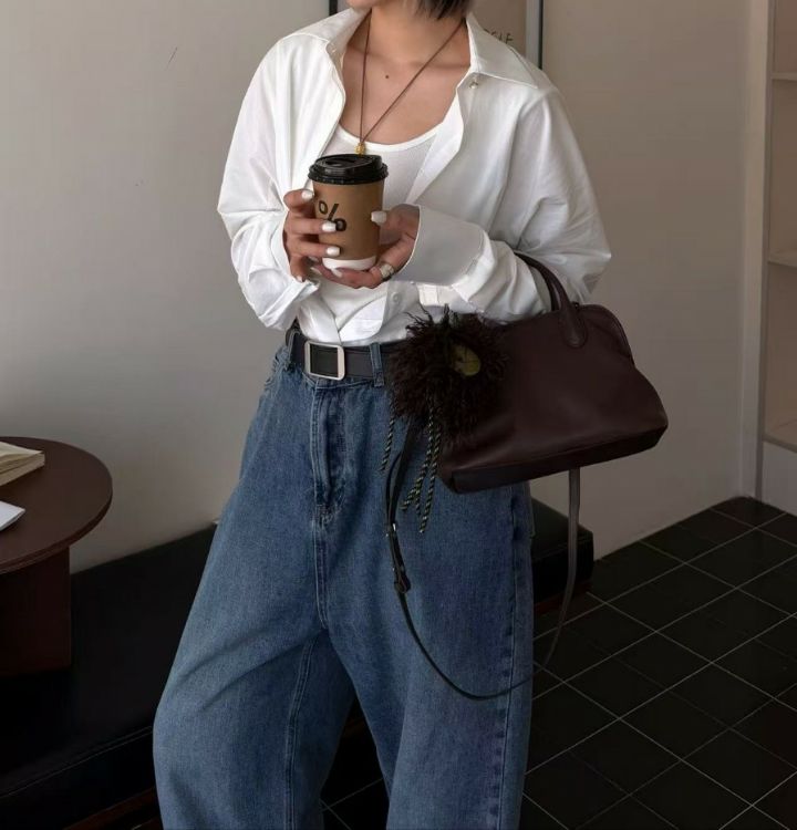TROUVAILLE韓國直郵女裝新款休閑時尚推薦單肩斜跨包羊皮TROUVAILLE單肩/斜跨包