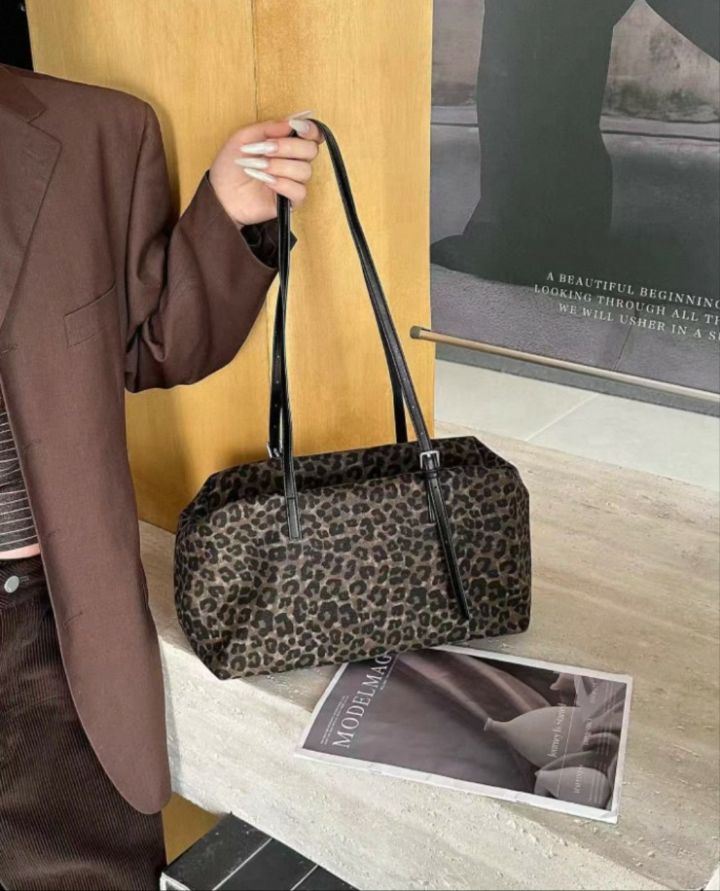 TROUVAILLE東大門代購女士新款時尚真品單肩斜跨包牛皮豹紋TROUVAILLE單肩/斜跨包