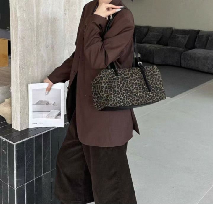 TROUVAILLE東大門代購女士新款時尚真品單肩斜跨包牛皮豹紋TROUVAILLE單肩/斜跨包