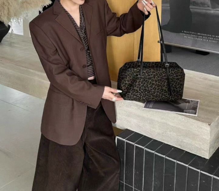TROUVAILLE東大門代購女士新款時尚真品單肩斜跨包牛皮豹紋TROUVAILLE單肩/斜跨包