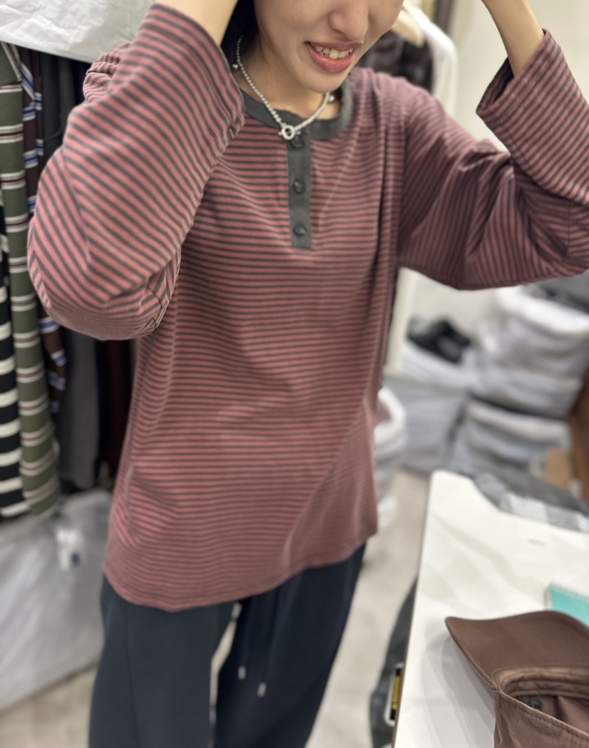 CELLI韓國直郵女士新品真品熱賣推薦人氣時尚長袖T恤條紋CELLI長袖T恤