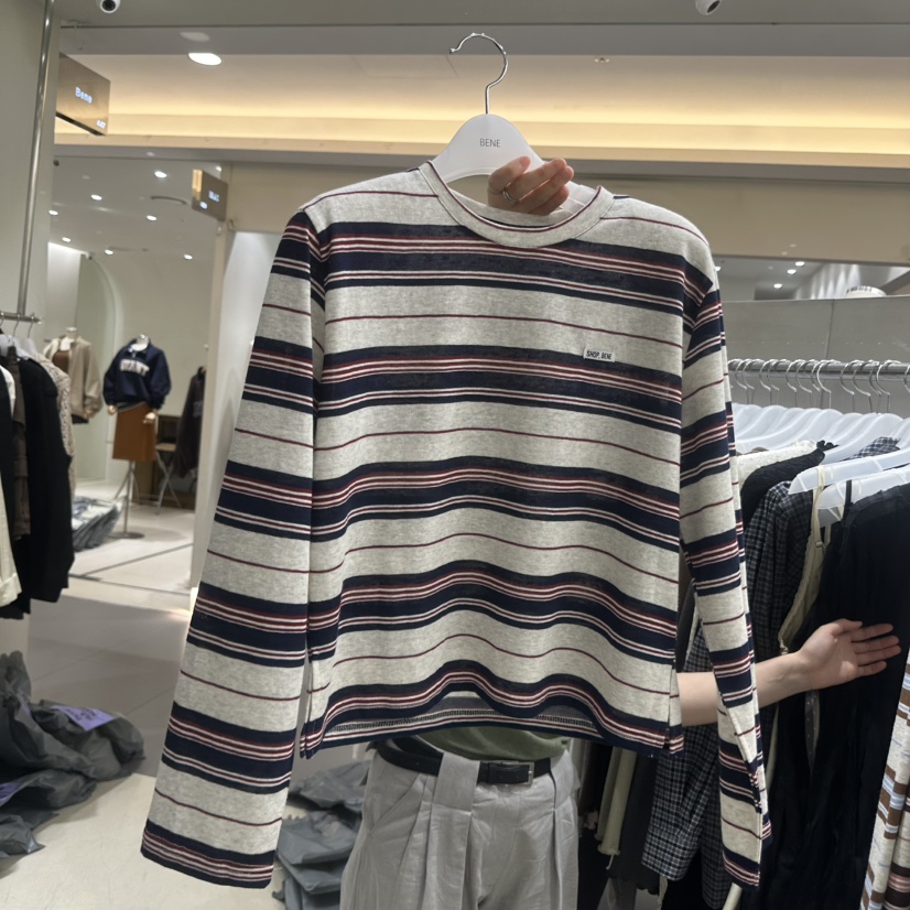 BENE東大門代購女士新品真品時尚休閑熱賣推薦人氣長袖T恤SHOP BENE_Bene長袖T恤圖色1深藍色