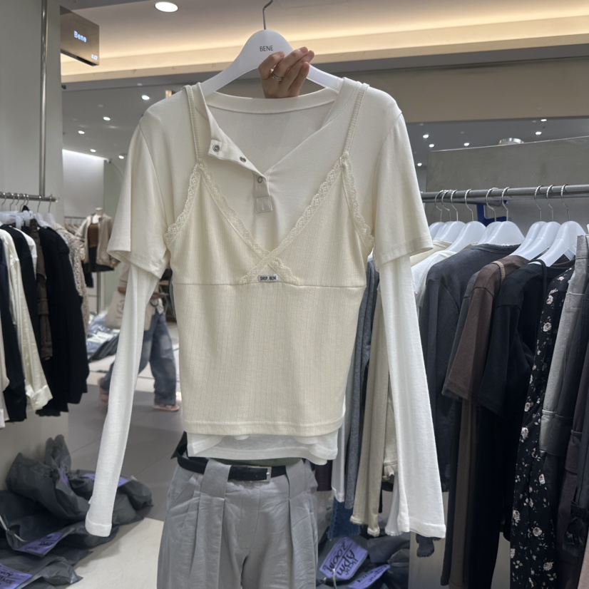 BENE東大門代購女裝新款時尚真品人氣推薦熱賣長袖T恤假兩件SHOP BENE_Bene長袖T恤圖色1