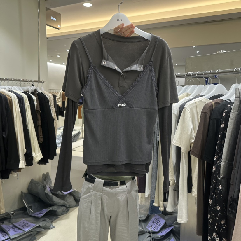 BENE東大門代購女裝新款時尚真品人氣推薦熱賣長袖T恤假兩件SHOP BENE_Bene長袖T恤圖色2