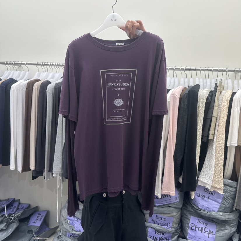 BENE東大門實拍女士新款熱賣時尚人氣推薦休閑長袖T恤假兩件SHOP BENE_Bene長袖T恤圖色4