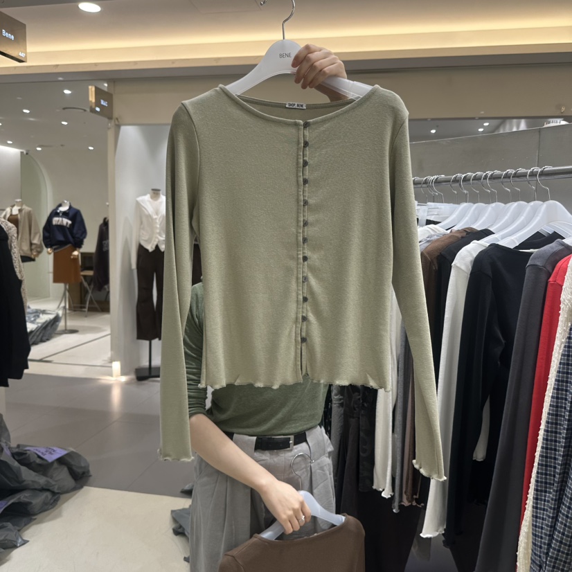 BENE東大門代購女裝新款熱賣時尚休閑人氣長袖T恤棉質紐扣SHOP BENE_Bene長袖T恤圖色4