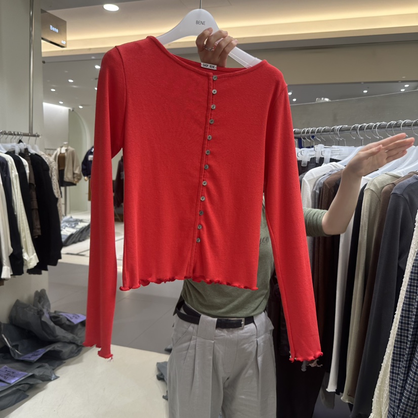 BENE東大門代購女裝新款熱賣時尚休閑人氣長袖T恤棉質紐扣SHOP BENE_Bene長袖T恤圖色6