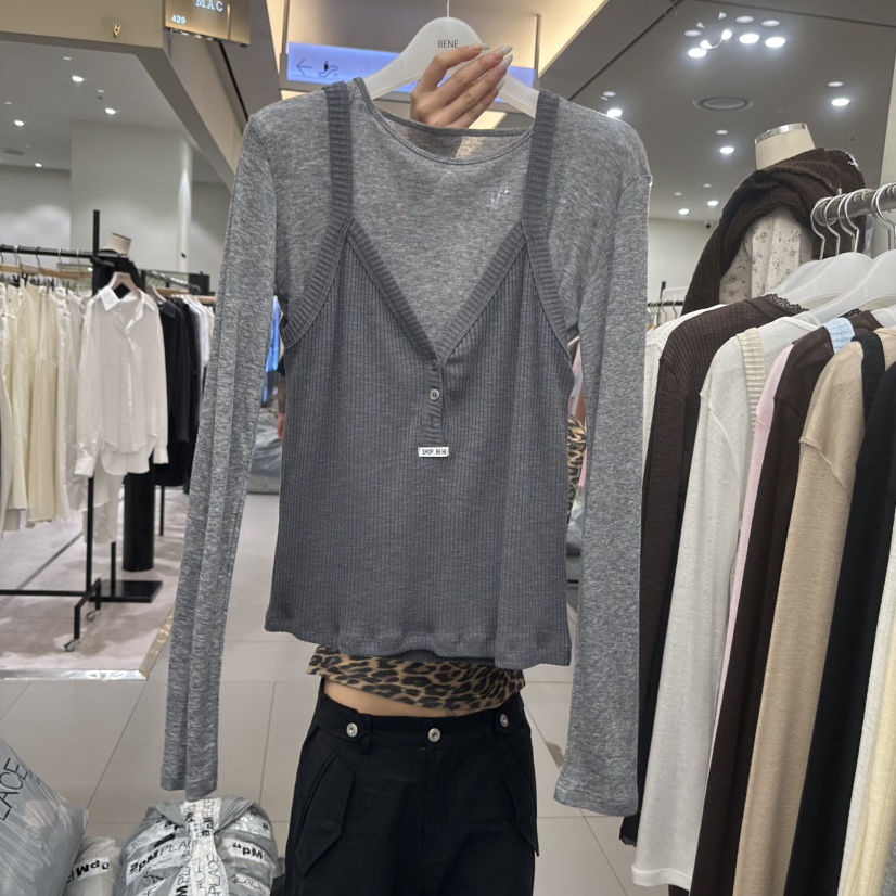 BENE東大門實拍女士新款人氣推薦休閑真品時尚長袖T恤假兩件SHOP BENE_Bene長袖T恤圖色2