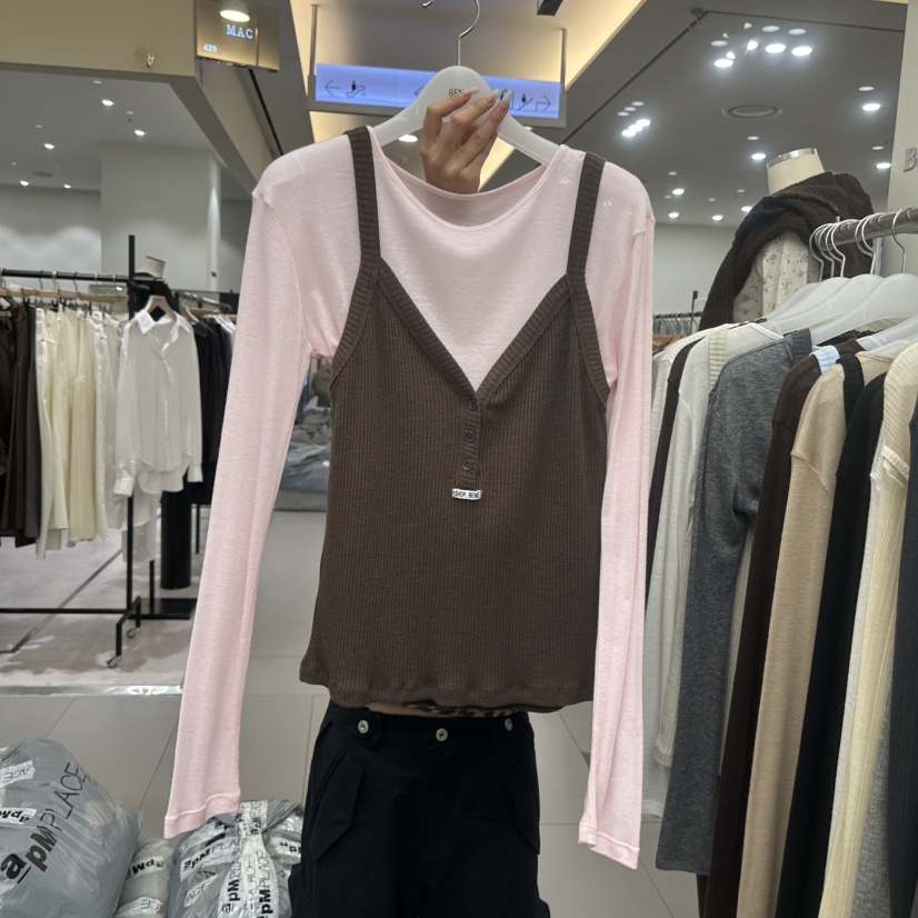 BENE東大門實拍女士新款人氣推薦休閑真品時尚長袖T恤假兩件SHOP BENE_Bene長袖T恤圖色3
