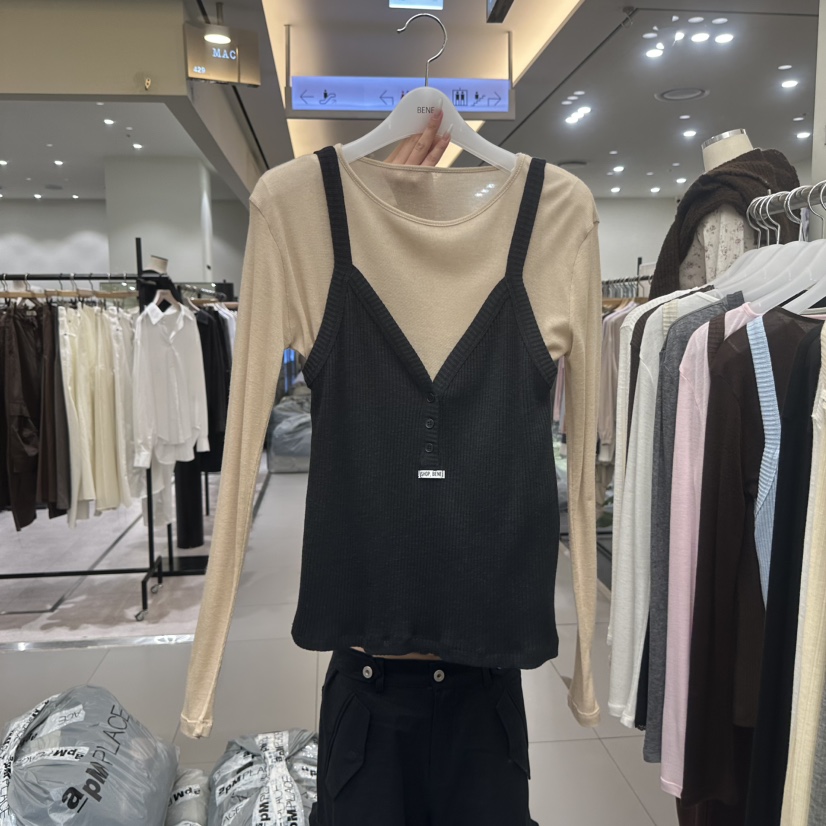 BENE東大門實拍女士新款人氣推薦休閑真品時尚長袖T恤假兩件SHOP BENE_Bene長袖T恤圖色5