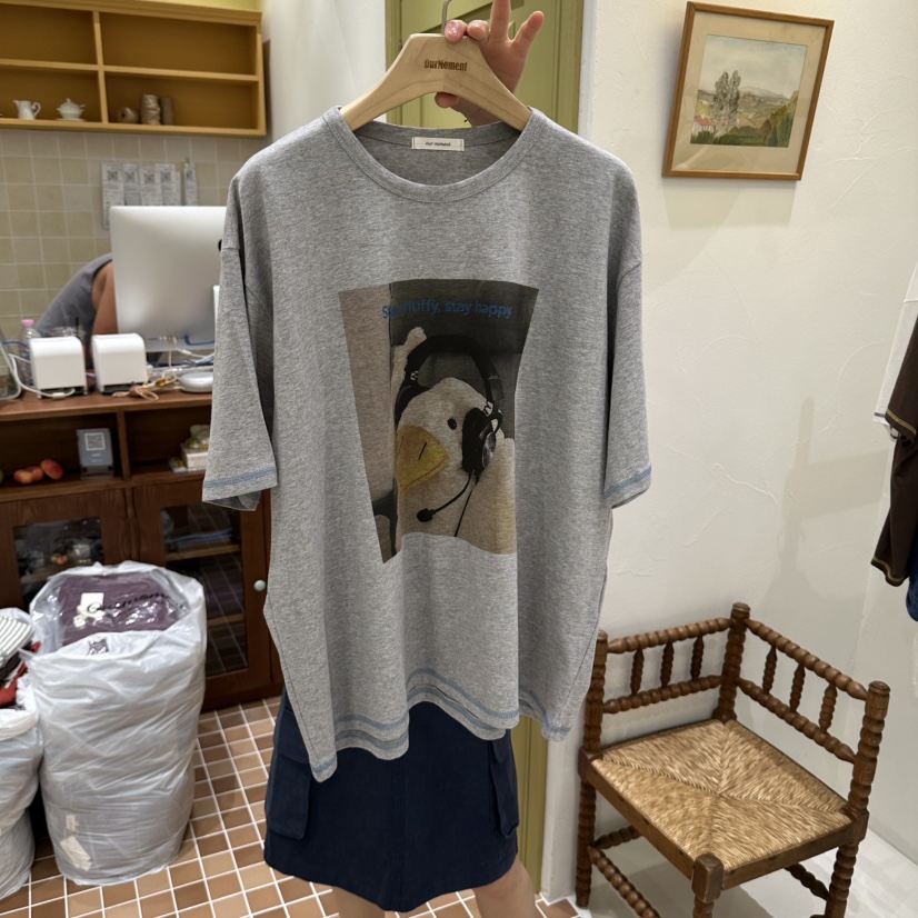 OURMOMENT東大門實拍女士新品休閑推薦真品人氣熱賣T恤鴨OURMOMENTT恤圖色2