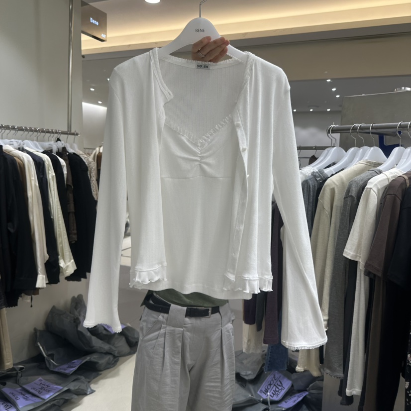 BENE東大門直郵女裝新品推薦熱賣時尚開衫不含內搭褶邊鏤空SHOP BENE_Bene開衫圖色2