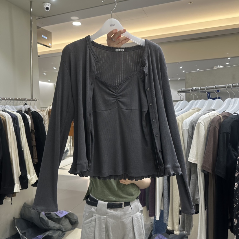 BENE東大門直郵女裝新品推薦熱賣時尚開衫不含內搭褶邊鏤空SHOP BENE_Bene開衫圖色4