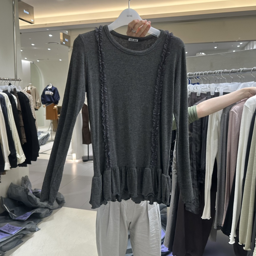 BENE東大門實拍女裝新品真品推薦休閑人氣熱賣時尚長袖T恤SHOP BENE_Bene長袖T恤圖色4墨色