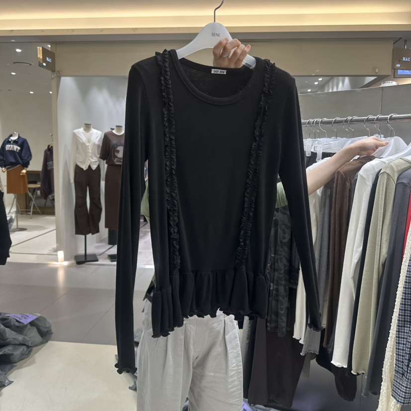 BENE東大門實拍女裝新品真品推薦休閑人氣熱賣時尚長袖T恤SHOP BENE_Bene長袖T恤圖色6黑色
