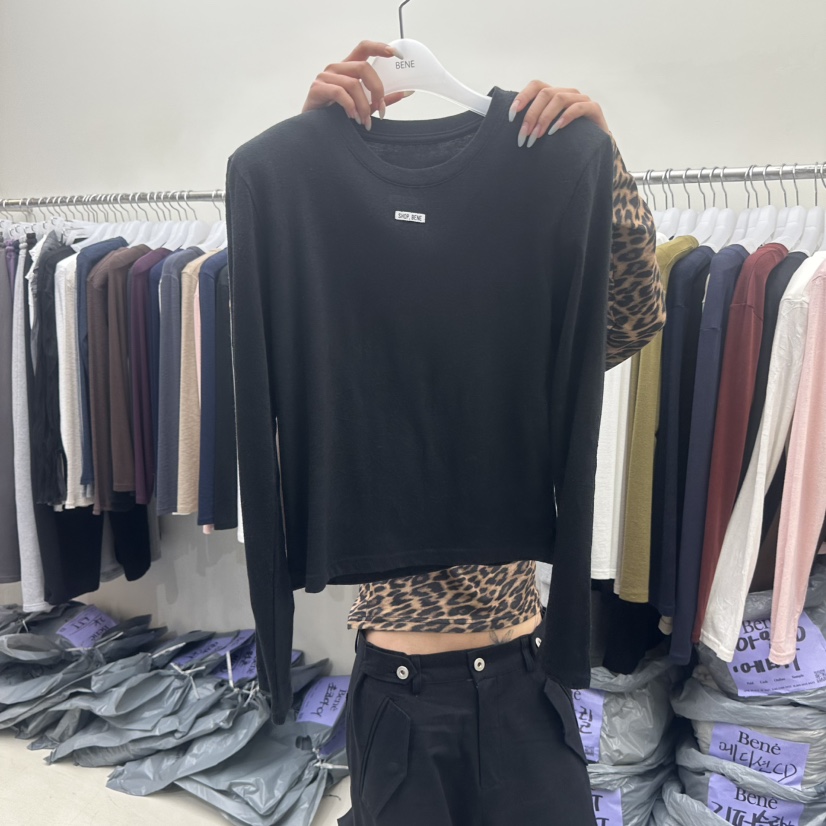 BENE東大門實拍女士新品推薦真品時尚熱賣人氣休閑長袖T恤SHOP BENE_Bene長袖T恤圖色5黑色
