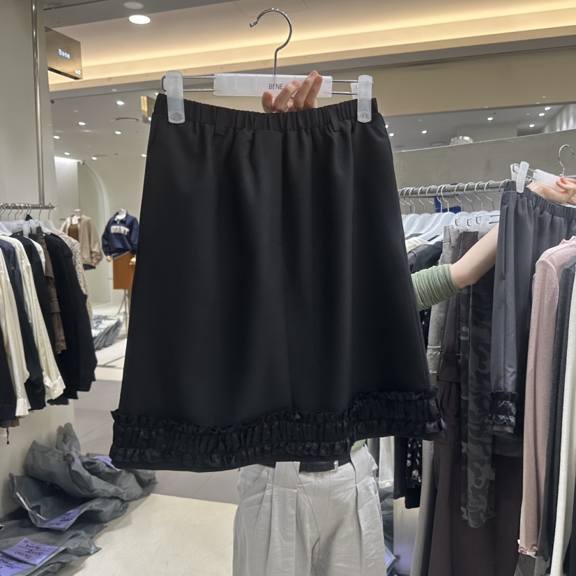 BENE東大門代購女士新款人氣休閑真品半身裙中短裙束帶褶皺SHOP BENE_Bene半身裙/中短裙圖色2黑色
