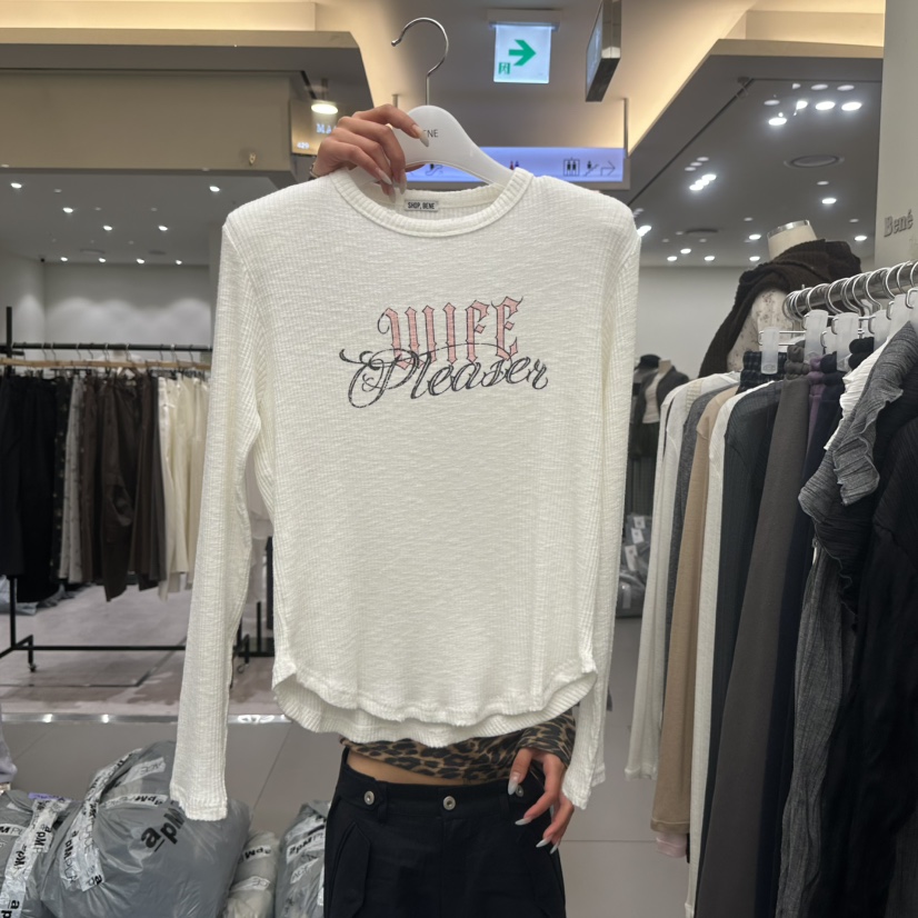 BENE韓國直郵女裝新品時尚推薦真品休閑熱賣人氣長袖T恤SHOP BENE_Bene長袖T恤圖色1白色