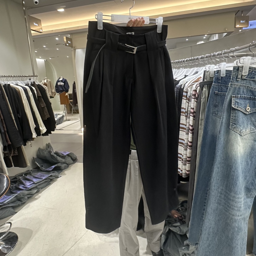 BENE東大門代購女裝新款熱賣休閑時尚真品休閑褲含腰帶褶皺SHOP BENE_Bene休閑褲圖色3黑色