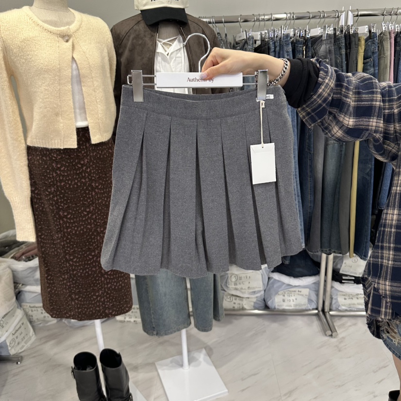 AUTHENTIBY韓國代購女士新品熱賣人氣推薦時尚真品短裙褶皺AUTHENTIBY短裙圖色1