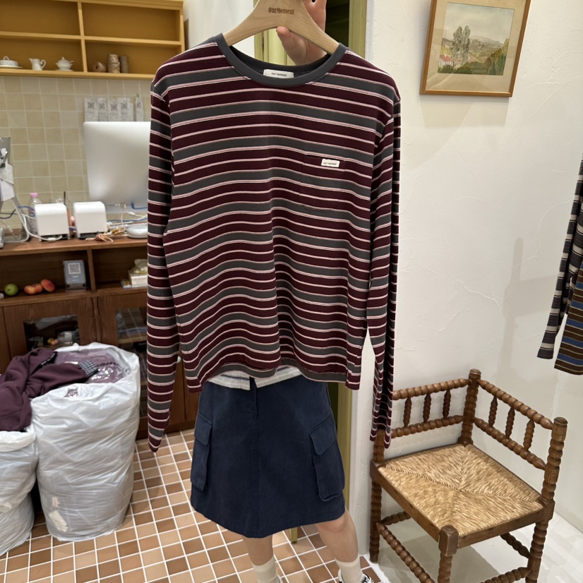 OURMOMENT東大門代購女士新品真品人氣時尚休閑熱賣長袖T恤OURMOMENT長袖T恤圖色2