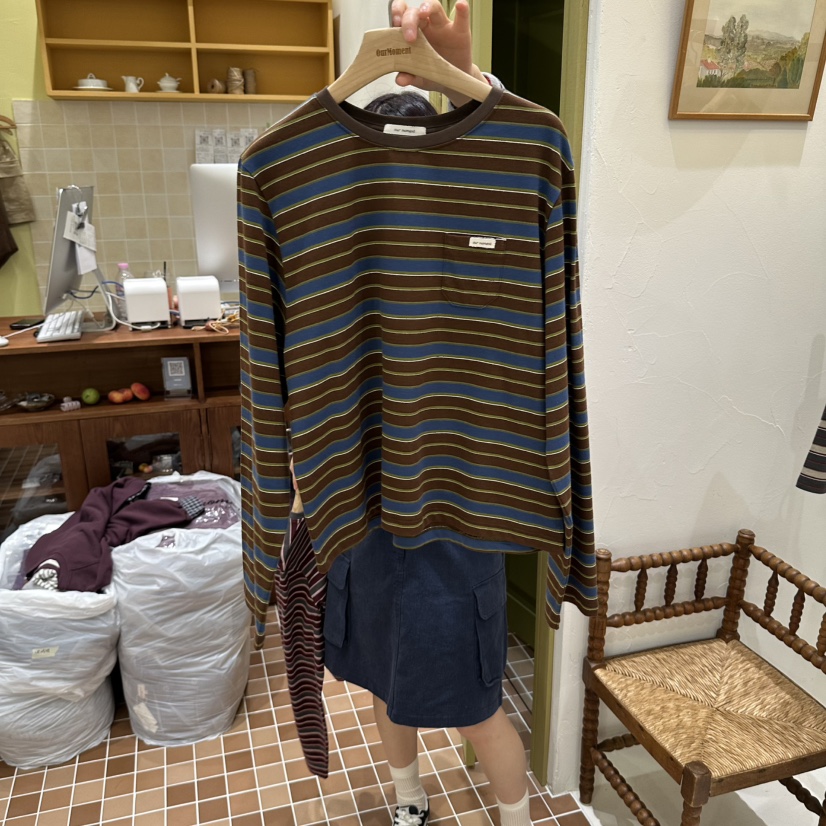 OURMOMENT東大門代購女士新品真品人氣時尚休閑熱賣長袖T恤OURMOMENT長袖T恤圖色3