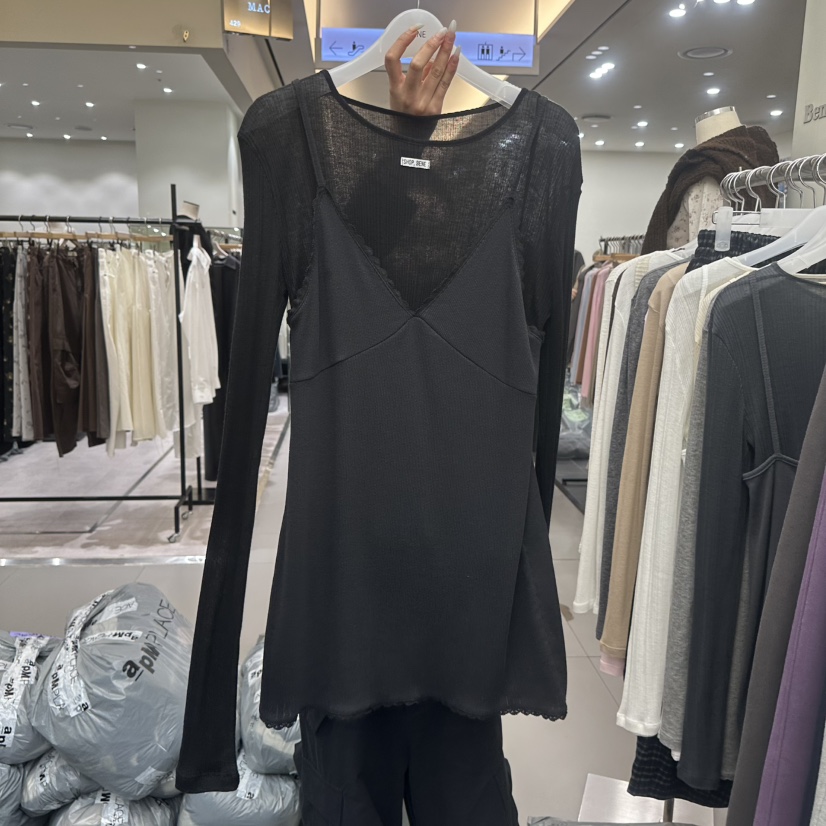 BENE東大門實拍女士新款休閑人氣熱賣時尚襯衫蕾絲衫假兩件SHOP BENE_Bene襯衫/蕾絲衫圖色5黑色