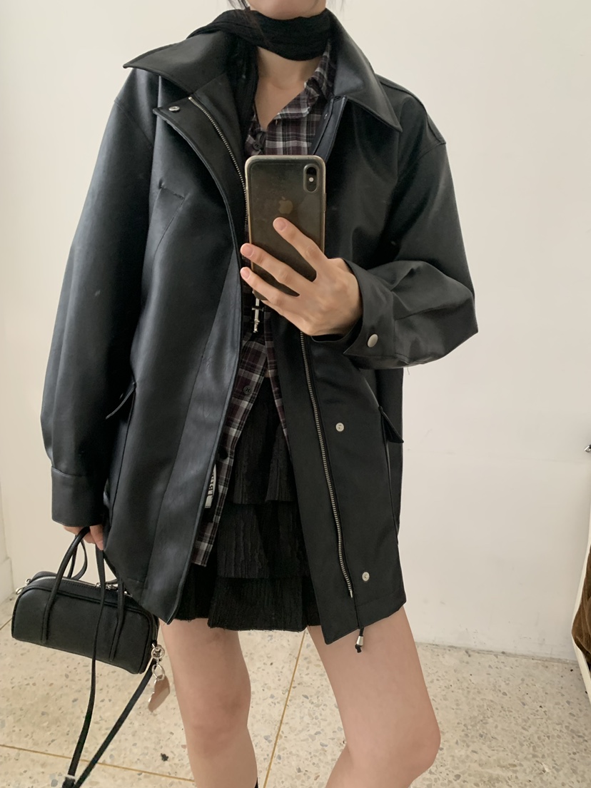 TRUE韓國直郵女士新款推薦真品休閑時尚熱賣皮衣植物皮革TRUE皮衣