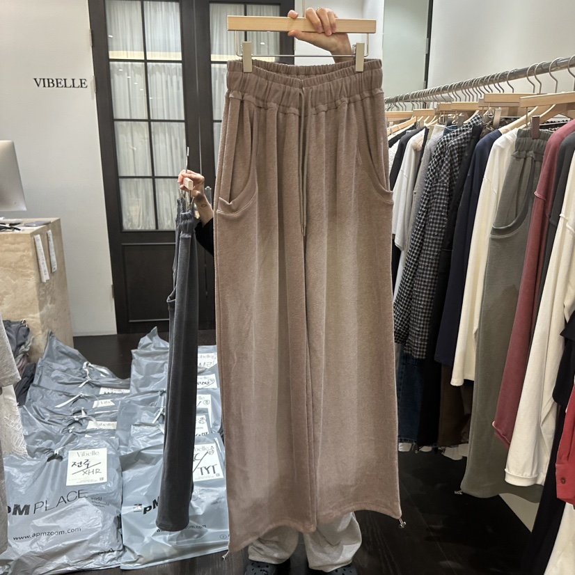 VIBELLE韓國代購女裝新品人氣推薦時尚真品休閑褲水洗羅紋VIBELLE休閑褲圖色2